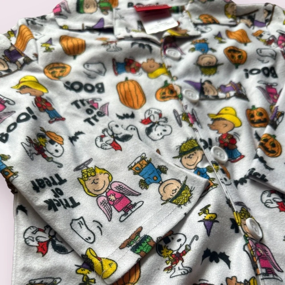 Toddler Peanuts Charlie Brown Halloween Theme Fleece Pajama Set Size 3T - Picture 3 of 11